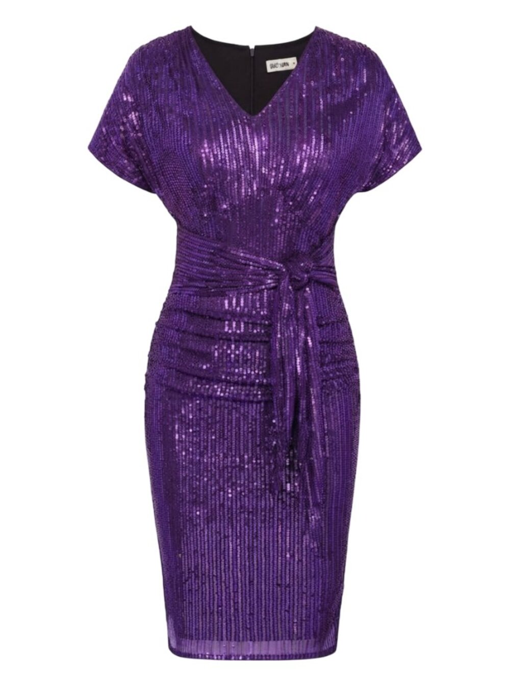 GRACE KARIN Sequin Purple Sparkly Front Tie Dress - Size: Medium